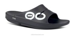 Black White OOFOS Men's OOahh Sport Slide Sandal 404R110