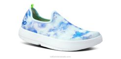 Tie Dye Aqua OOFOS Women's OOmg eeZee Low Shoe 404R73